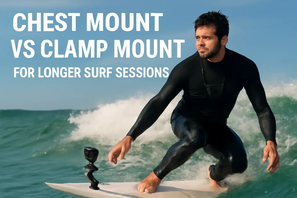 Photo illustrating chest mount vs clamp mount surf
