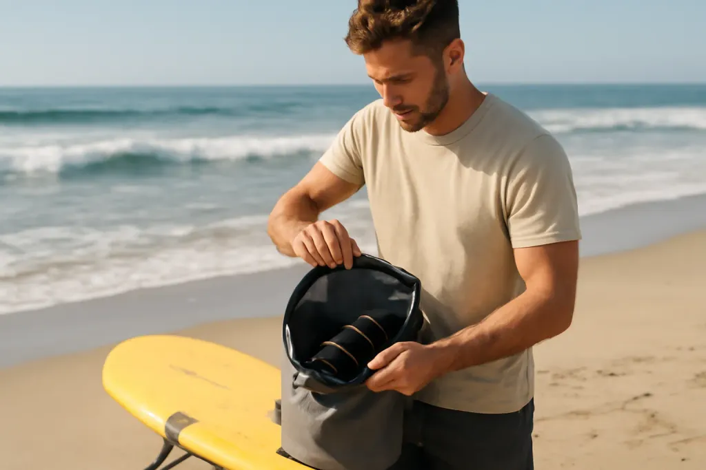 Photo illustrating camera dry bag sizing