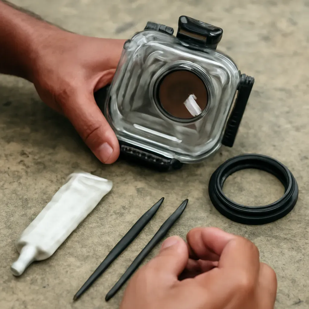AI-generated editorial product photograph (not the exact linked listing) of o-ring grease and maintenance kit