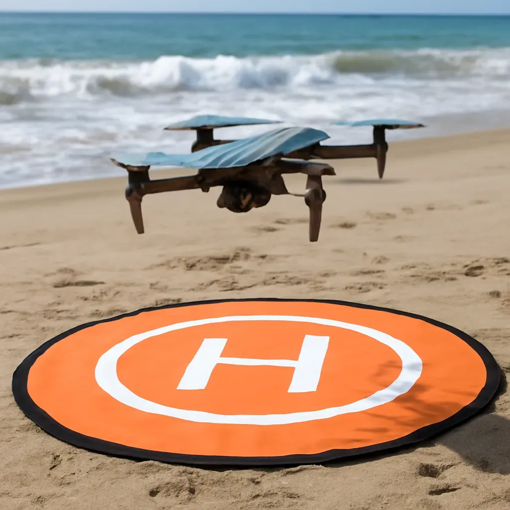 AI-generated editorial product photograph (not the exact linked listing) of portable drone landing pad