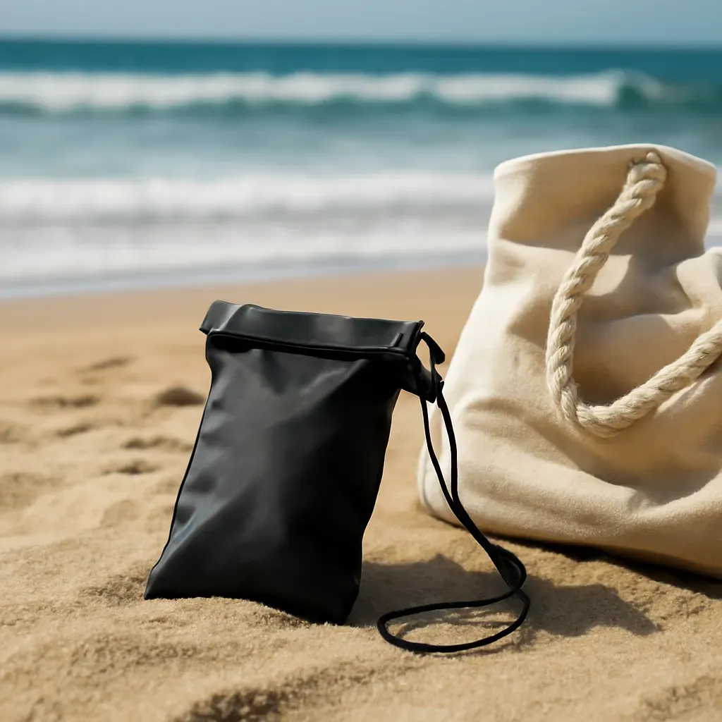 AI-generated editorial product photograph (not the exact linked listing) of small-capacity camera dry pouch
