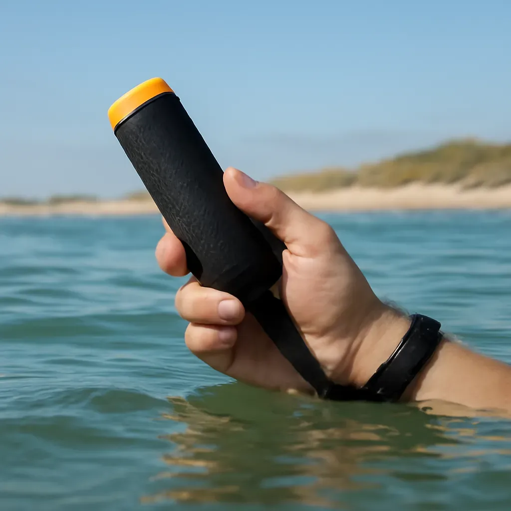 AI-generated editorial product photograph (not the exact linked listing) of wrist-strap floating grip combo